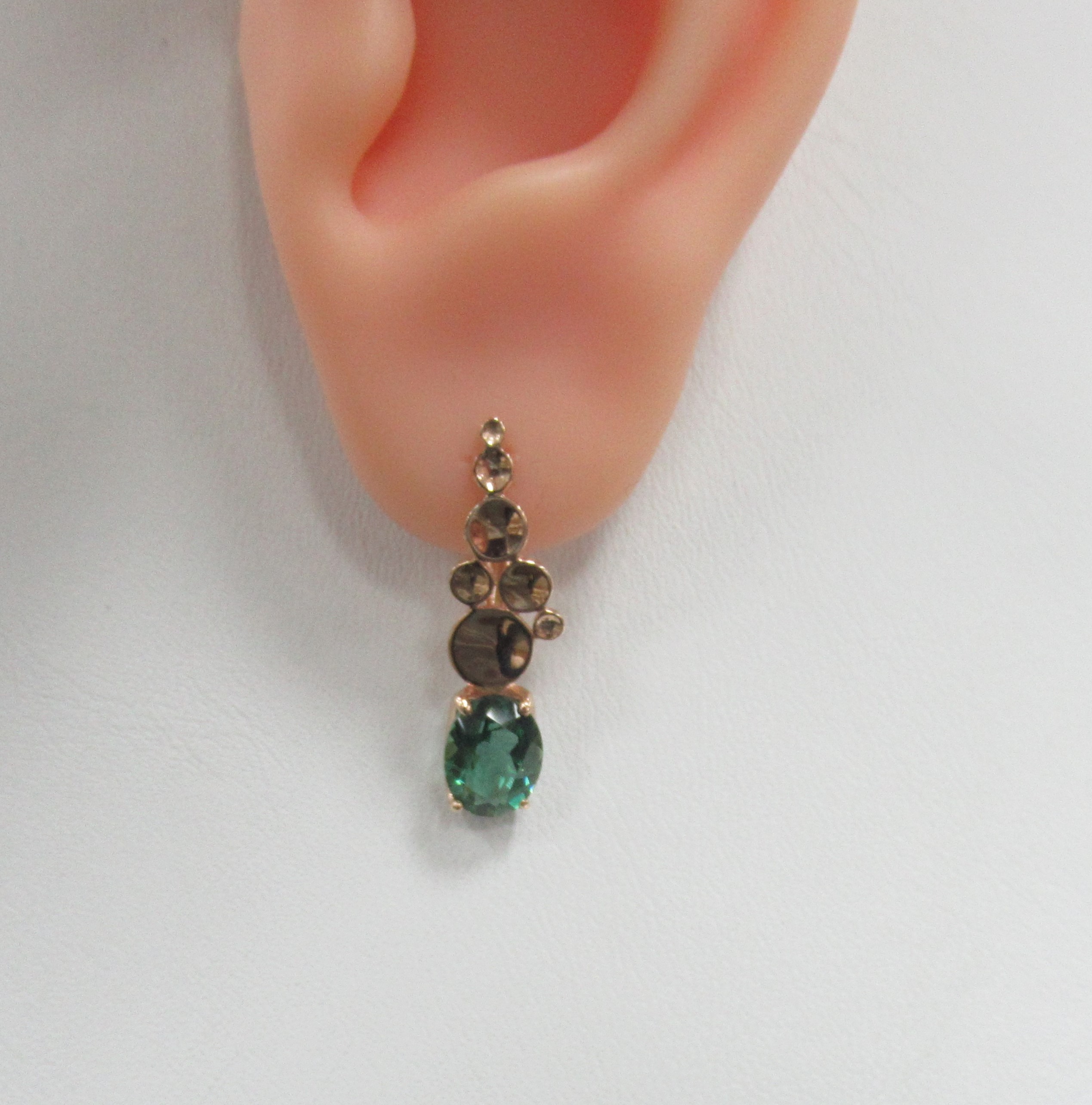 Серебряные серьги с празиолитами